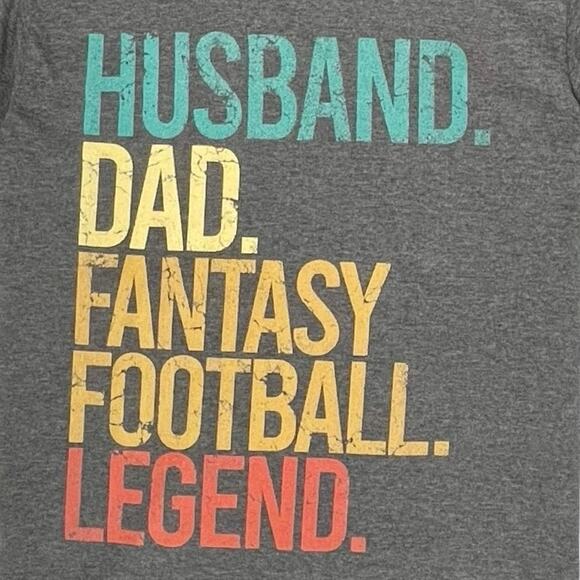 Fantasy Football Legend Tee Men’s L Gray Funny Dad Graphic T-Shirt - Picture 2 of 7